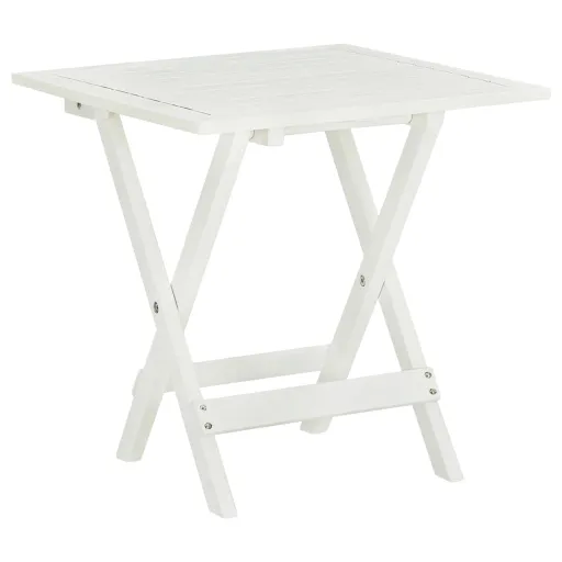 Mesa Terraza Bistró Madera Maciza de Acacia Blanco 46x46x47 cm