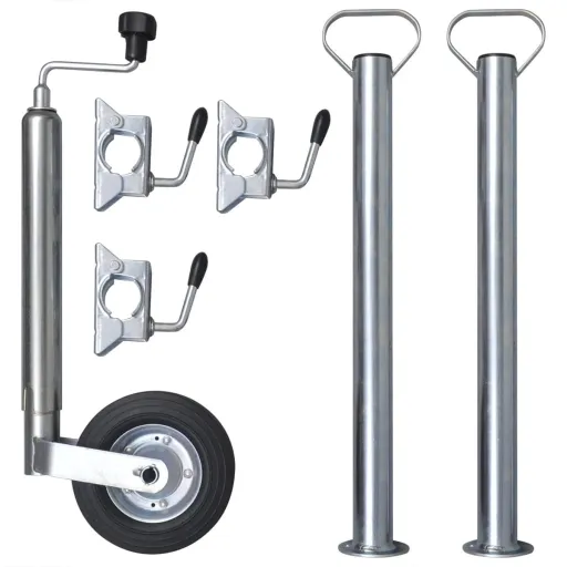 Rueda Jockey de Remolque Con 2 Soportes 1 Abrazadera Dividida