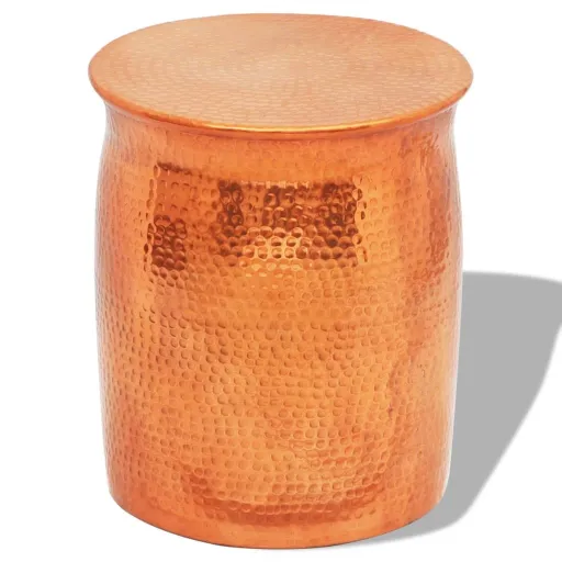Taburete/Mesita de Centro de Aluminio Martillado Color Cobre