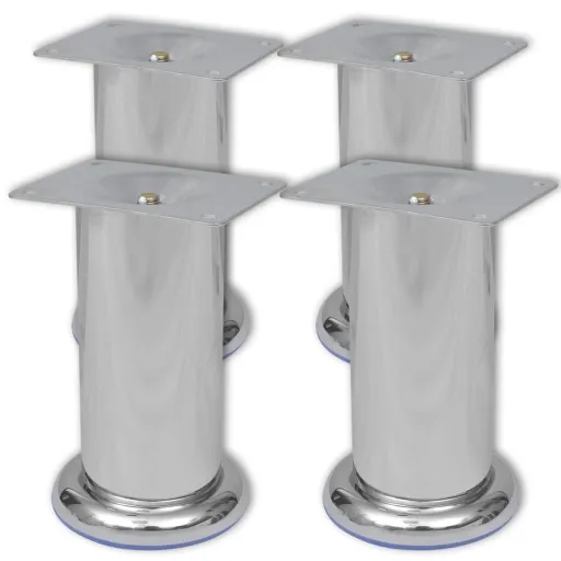 4 Patas Redondas Para Sofá 120 mm (Color Cromo)