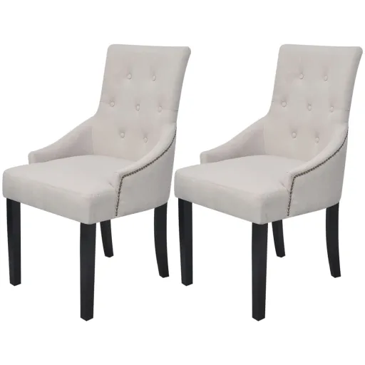 Sillas de Comedor 2 Unidades Tela Gris Crema
