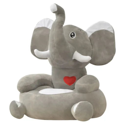 Silla de Peluche Para Niños Elefante Gris