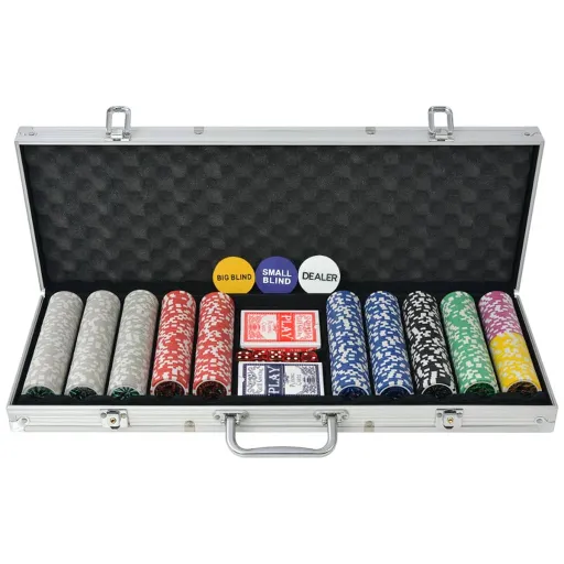 Juego de Póker Con 500 Fichas Láser Maletín de Aluminio