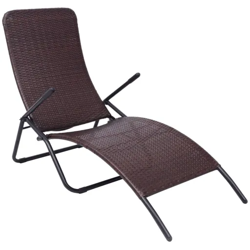 Tumbona Plegable de Ratán Sintético Marrón