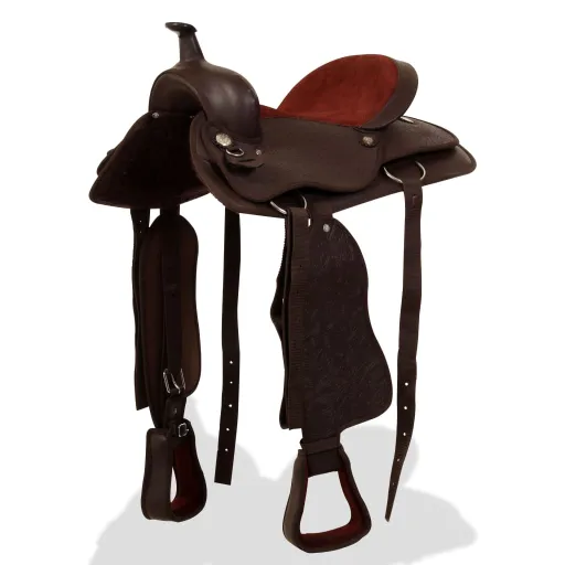 Montura Occidental, Cabezada y Pechera Cuero Real 16" Marrón
