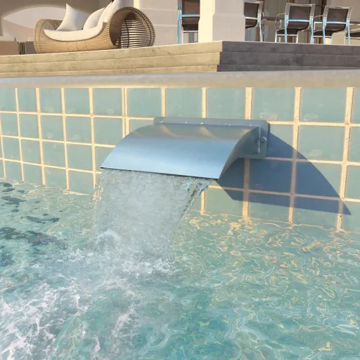 Fuente de Piscina de Acero Inoxidable Plateada 30x9x26 cm
