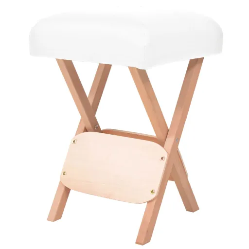 Taburete de Masaje Plegable Con Asiento 12 cm de Grosor Blanco