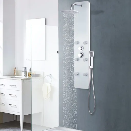 Panel Ducha de Vidrio 25x44,6x130 cm Blanco