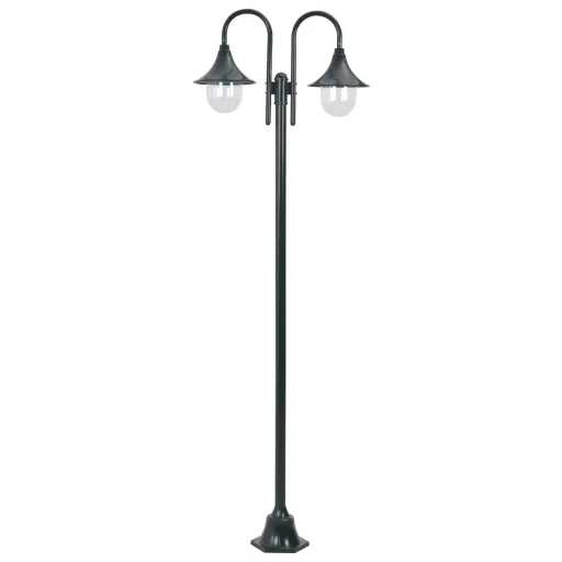 Farola de Jardín Con 2 Luces Aluminio Verde Oscuro E27 220 cm