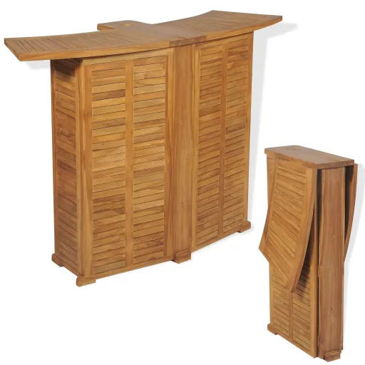 Mesa de Bar Plegable de Madera Teca Maciza 155x53x105 cm