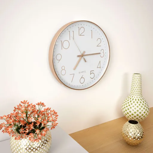 Reloj de Pared 30 cm Rosa Dorado