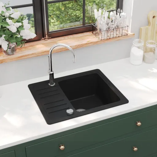 Fregadero de Cocina de Granito Con un Seno Negro