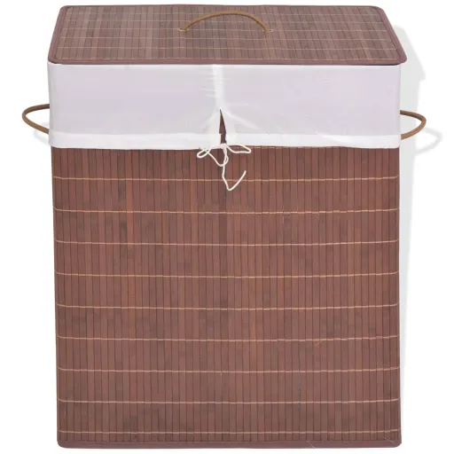 Cesto de la Ropa de Bambú Rectangular Marrón
