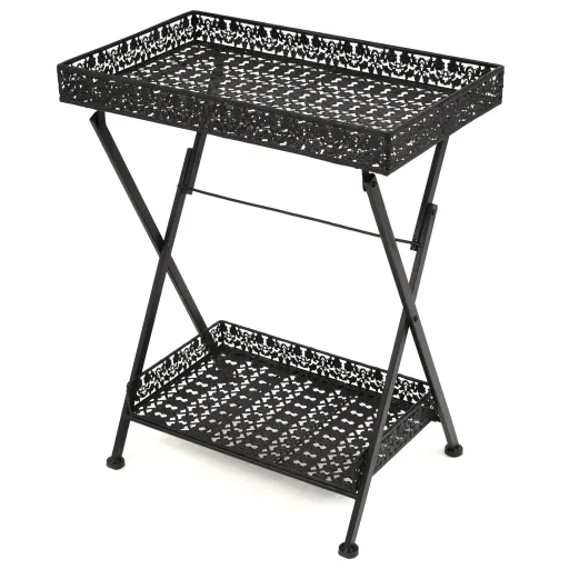 Mesa de Centro Plegable Estilo Vintage Metal 58x35x72 cm Negro