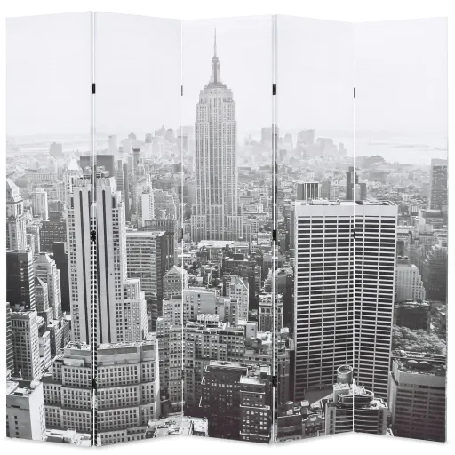 Biombo Divisor Plegable 200x170 cm Nueva York Blanco y Negro