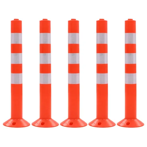 Bolardos de Control de Tráfico Plástico 75 cm 5 Unidades