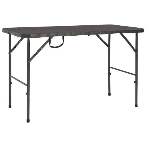 Mesa de Jardín Plegable HDPE Marrón Aspecto Ratán 120x60x74 cm