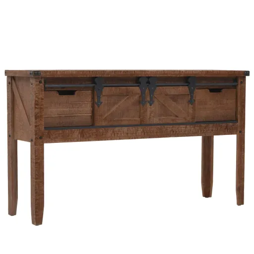 Mesa Consola de Madera de Abeto Maciza Marrón 131x35,5x75 cm