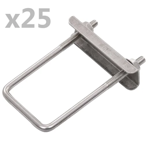 Conector en U Para Postes de Valla 25 Sets 60x40 mm