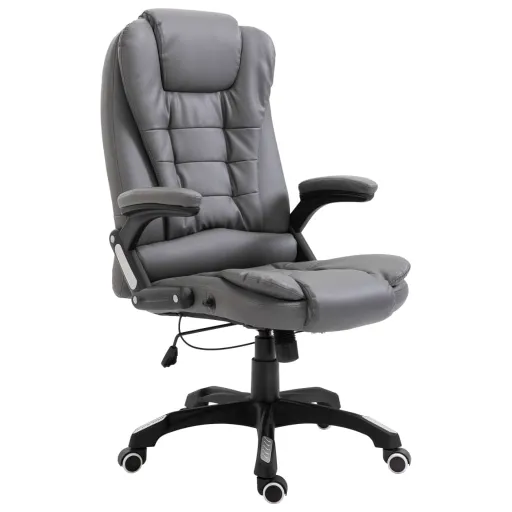 Silla de Oficina de Cuero Sintético Gris Antracita
