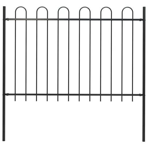 Valla de Jardín Con Aro Superior de Acero 181x120 cm Negra