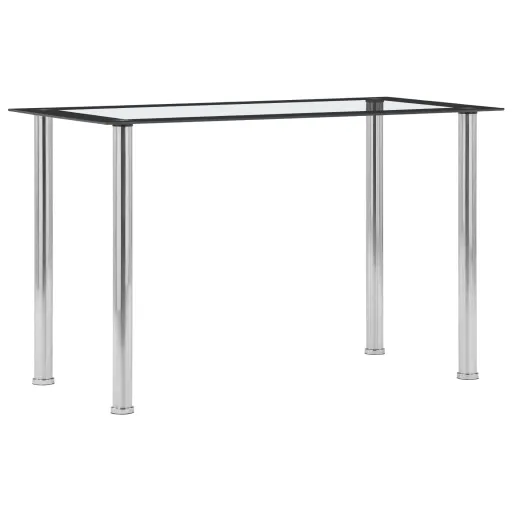 Mesa de Comedor Vidrio Templado Negro Transparente 120x60x75 cm