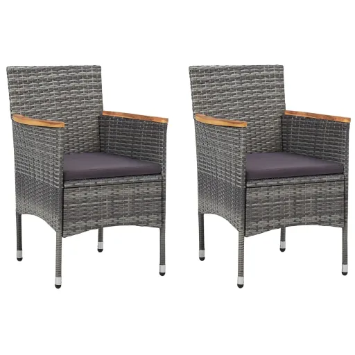 Sillas de Comedor de Jardín 2 Unidades Ratán Sintético Gris