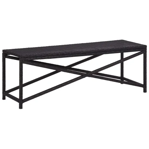 Banco de Jardín Ratán Sintético Negro 120 cm