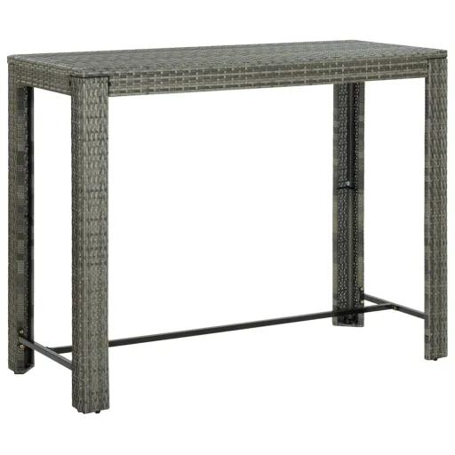 Mesa Alta de Jardín Ratán Sintético Gris 140,5x60,5x110,5 cm