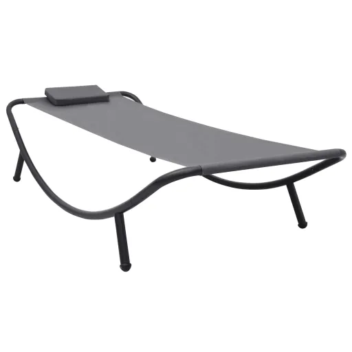 Tumbona de Acero Gris 200x90 cm