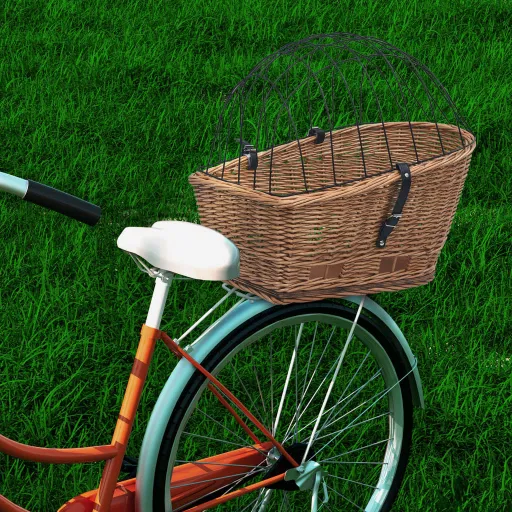 Cesta Trasera de Bicicleta Con Tapa Sauce Natural 55x31x36 cm
