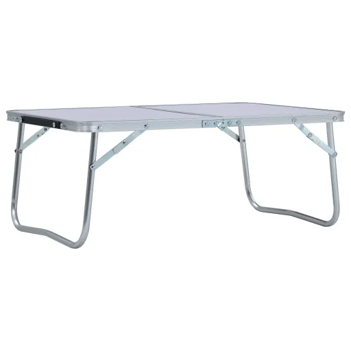 Mesa de Camping Plegable Aluminio Blanca 60x40 cm