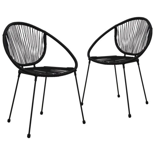 Sillas de Jardín 2 Unidades Ratán de PVC Negro