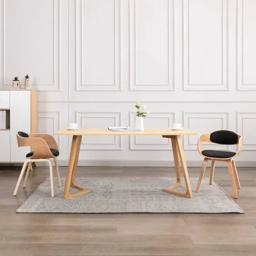 Sillas de Comedor 2 Unidades Madera Curvada y Cuero Sintético