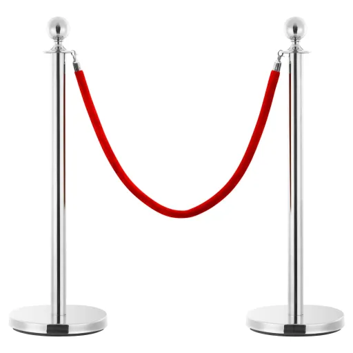 Cuerda Para Poste de Control de Masas Terciopelo Rojo Plateado