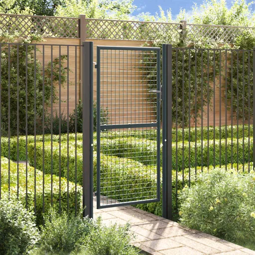 Puerta de Jardín de Malla Acero Galvanizado 100 x 175 cm Gris