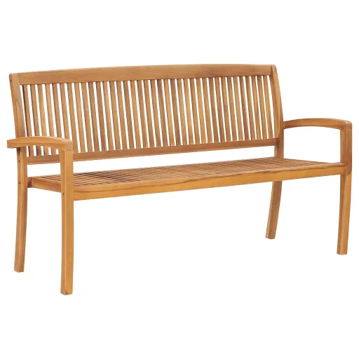 Banco de Jardín 3 Plazas Madera Maciza de Teca 159 cm