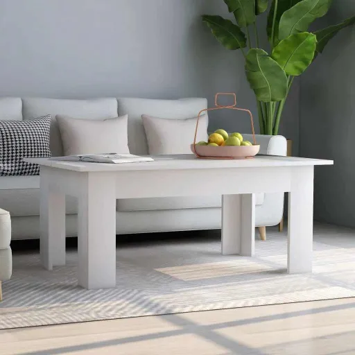 Mesa de Centro Madera Contrachapada Blanco 100x60x42 cm