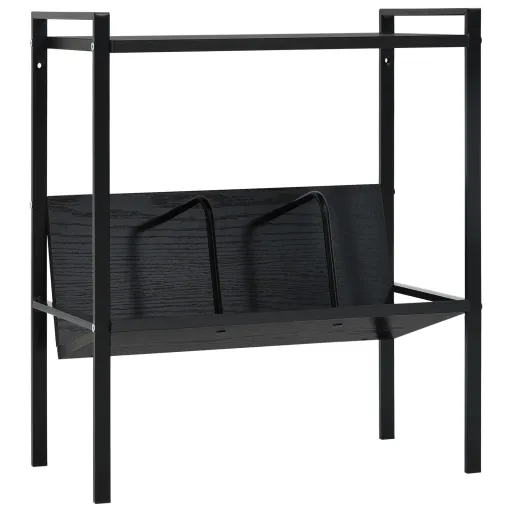 Estantería de 2 Niveles Madera de Ingeniería Negro 52x28x59 cm