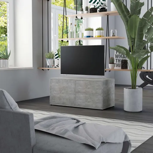 Mueble Para TV Madera Contrachapada Gris Hormigón 80x34x36 cm
