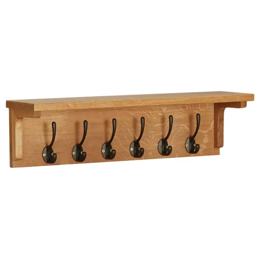 Perchero de Madera Maciza de Roble 60x16x16 cm