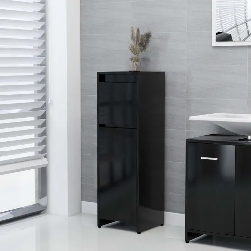 Armario de Baño Madera Contrachapada Negro 30x30x95 cm