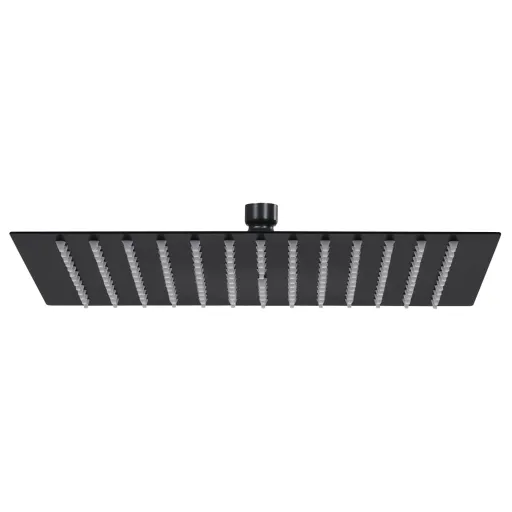 Cabezal Ducha Efecto Lluvia Acero Inox Cuadrado Negro 30x30 cm