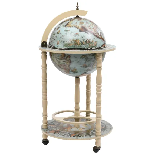 Mueble Bar de Bola Del Mundo Madera de Eucalipto Azul