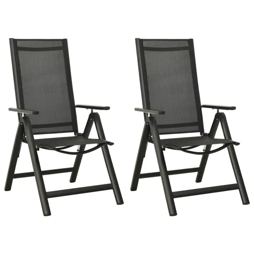Sillas Plegables de Jardín 2 Uds Textileno Aluminio Negro