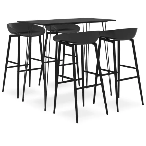 Mesa Alta y Taburetes de Bar 5 Piezas Negro