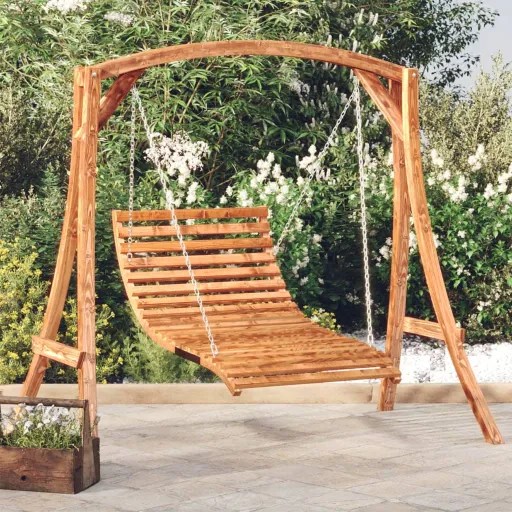 Tumbona Columpio Madera Curvada Acabado de Teca 115x147x46 cm