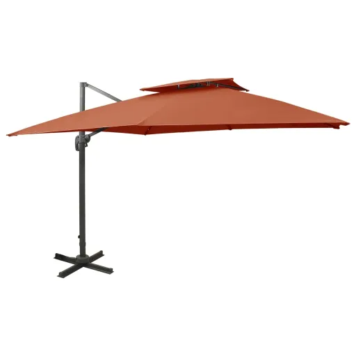 Sombrilla Jardín Voladiza Cubierta Doble Terracota 300x300 cm