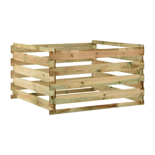 Compostador Con Listones Madera Pino Impregnada 120x120x70 cm
