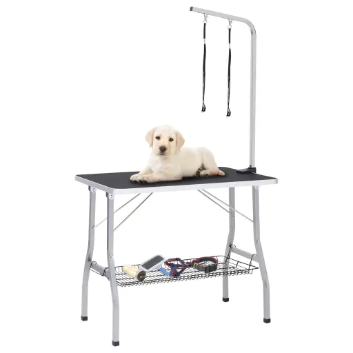 Mesa de Aseo Ajustable Para Perros Con 2 Lazos y Cesta